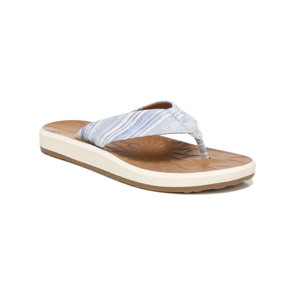 ZODIAC Womens Blue Striped Sunny Round Toe Slip On Flip Flop Sandal 10 M